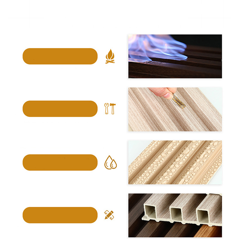 실내 WPC 벽 패널 목재 플라스틱 복합 벽 보드 클래딩 방수 방음 및 방화 체육관 응용 프로그램 홈 인테리어 장식