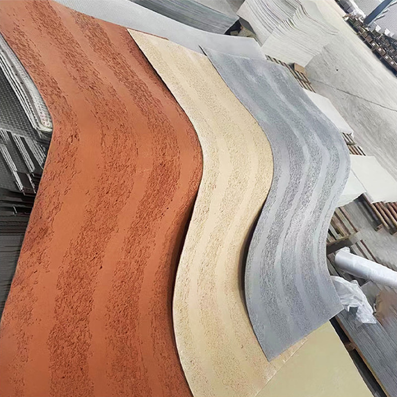 현대 디자인 내화성이 있는 경량 벽 패널 신소재 부드러운 돌 클래딩 유연한 MCM 타일 선형 돌 벽 취재